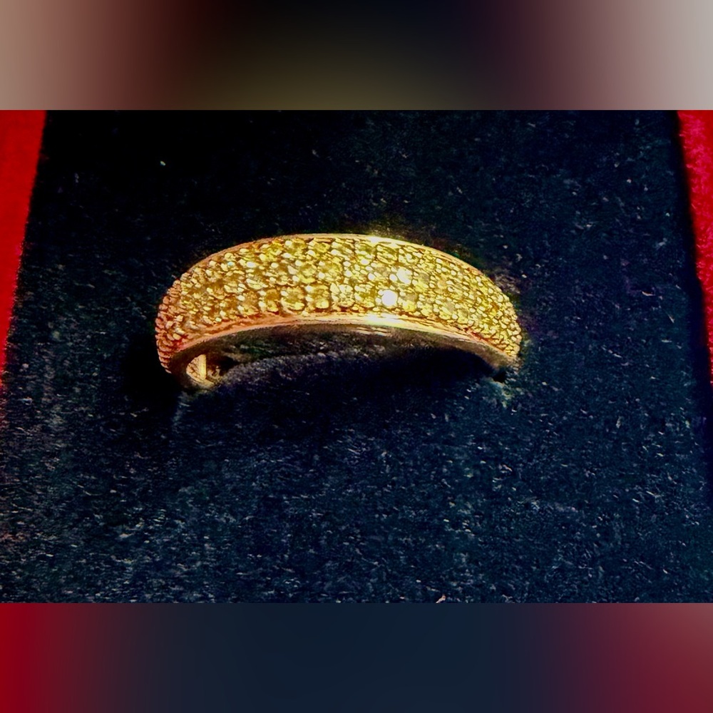 Solid 10k Yellow Gold Band with .50 Ctw Yellow Diamond Ring Size 8 unisex